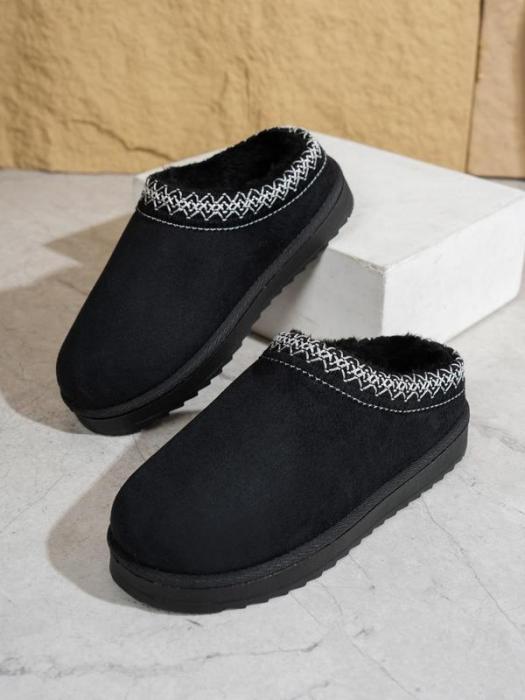 Women's Solid Color Plush Lining Slippers