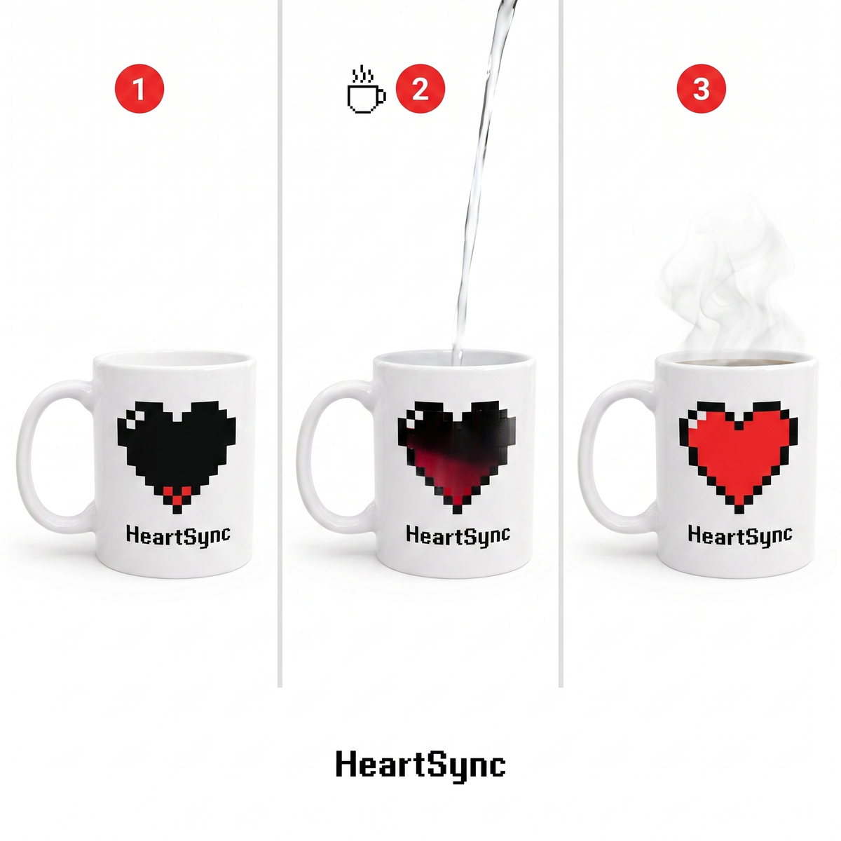 HeartSync Pixel Heart Mug