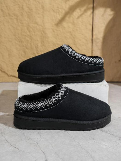 Women's Solid Color Plush Lining Slippers