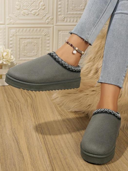 Women's Solid Color Plush Lining Slippers
