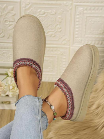 Women's Solid Color Plush Lining Slippers